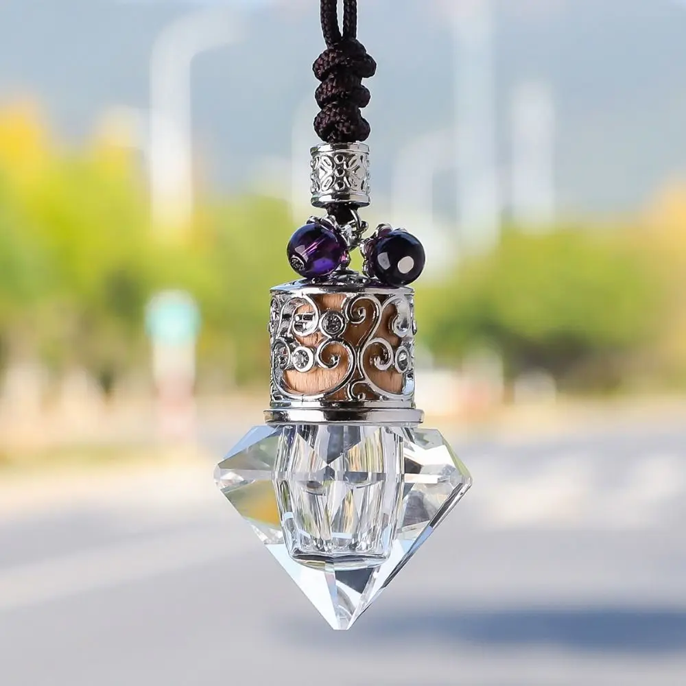 Portable Car Essential Oil Diffuser Bottle Hanging String Exquisite Pendant Glass Bottle Transparent Car Styling
