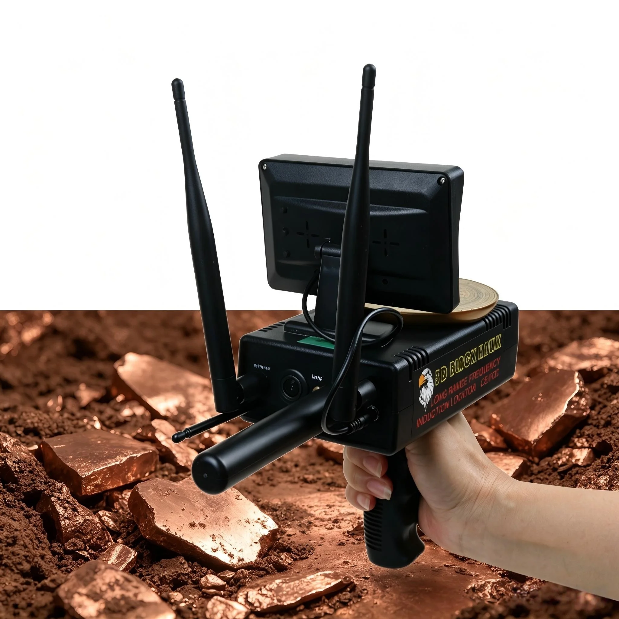 3D Black Hawk Long Range Metal Detector 50m Depth 1500m Long Distance Gold Silver Copper Jewelry DiamFinder for Treasure Hunting