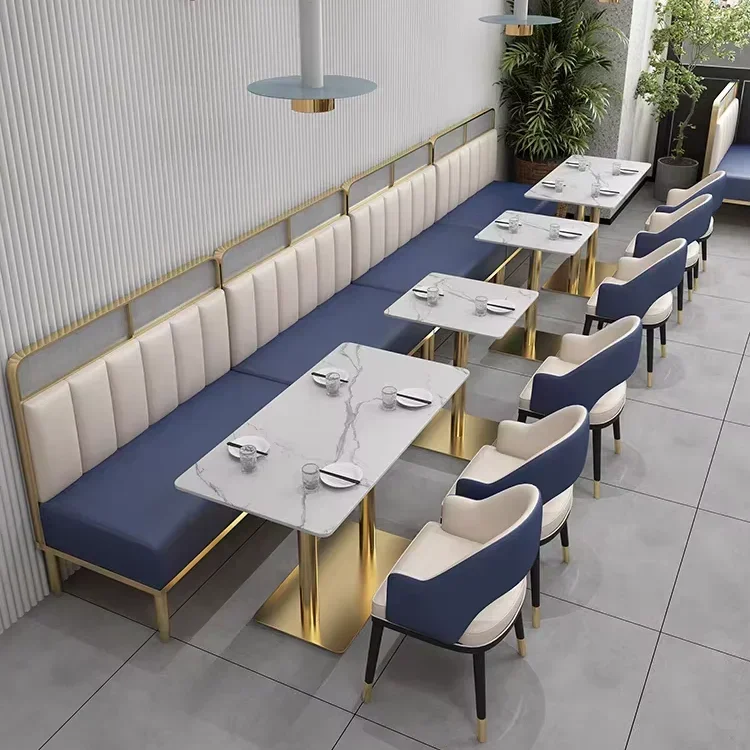 

l Light luxury simple western restaurant catering cafe shop booth barbecue restaurant hot pot restaurant table chair combinatio