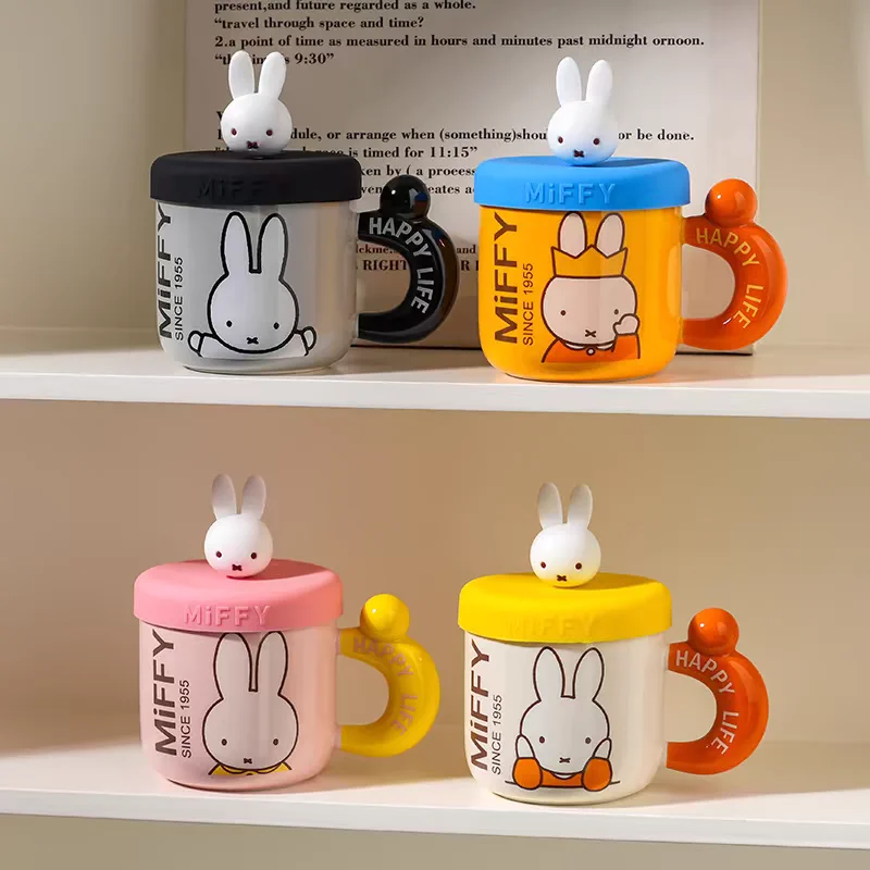

Милая кружка Miffy, красивая кукла, чашка для воды, крышка, креативная мультяшная чашка для кофе, молока, пара, уникальный сувенир, друзья, праздничный подарок