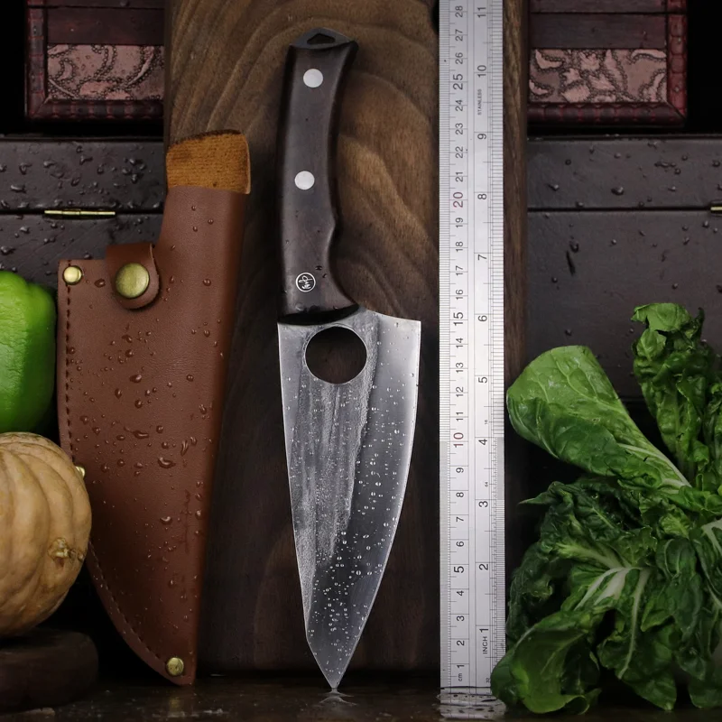 6.8-inch yellow pearwood handle, sharp bone-cutting knife, suitable for cutting vegetables and household chef knife
