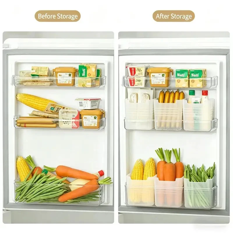 1/2/3/4/5/6Pcs Refrigerator Side Door Storage Box Kitchen Organizer Fresh Keeping Food Container Sorting Box For Fridge Door