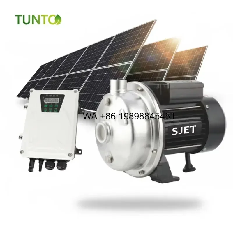 Wmwmnu 48VDC Solar Surface Water Pump Kit 1 Inch DC Brushless Motor Irrigation Booster Pump Cast Iron Self-priming for
