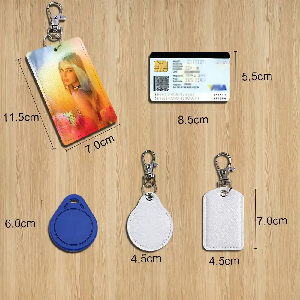 A-Addison Singer R-Rae Card Case Leather Card Holder Keychain Key Ring Door Access Tags ID Card Case Keychain