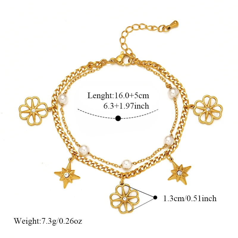 EILIECK 316L Edelstahl Armband mit mehreren Anhängern für Damen, stilvolle goldfarbene wasserdichte Handkette, Urlaubsgeschenk – Detail 19