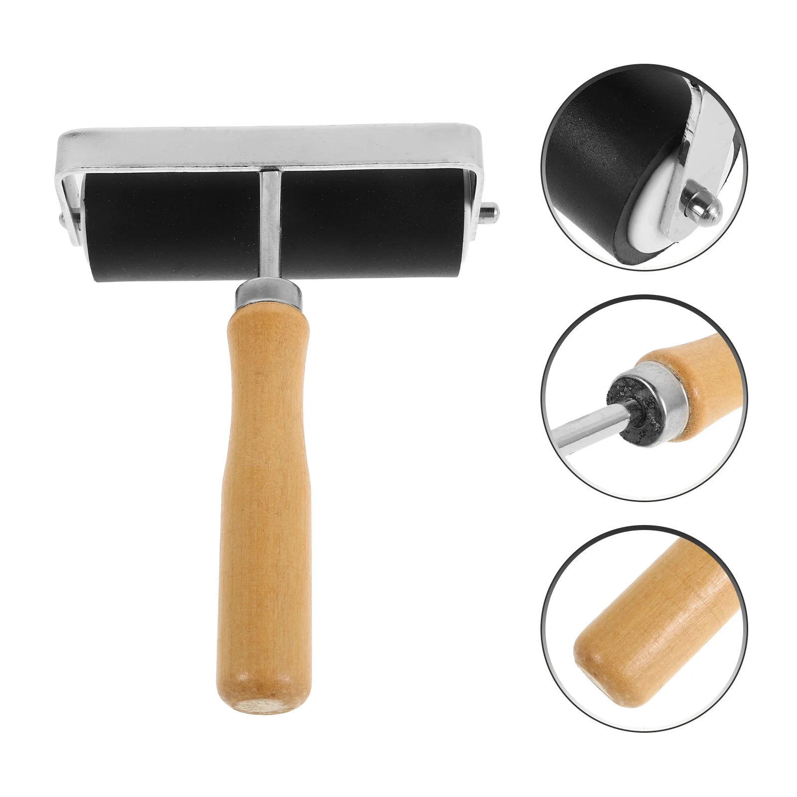 

Printmaking Roller Wooden Handle Rubber For Precise Ink Application Smooth Printing Diy Art Craft Projects Comfortable