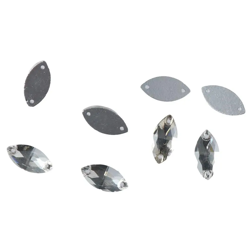 

36pcs DIY Crafts Clear Sew On Rhinestone Crystals White Glass Rhinestones 0.35x0.7inch Horse Eye Shape Holes for Costume
