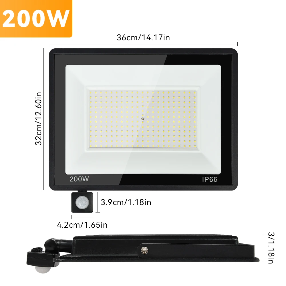 LED-schijnwerper AC220V PIR Bewegingssensor Licht IP65 Waterdicht 200W 50W LED Koud Wit Buiten Wandlamp spotlight Straat - afbeelding 1