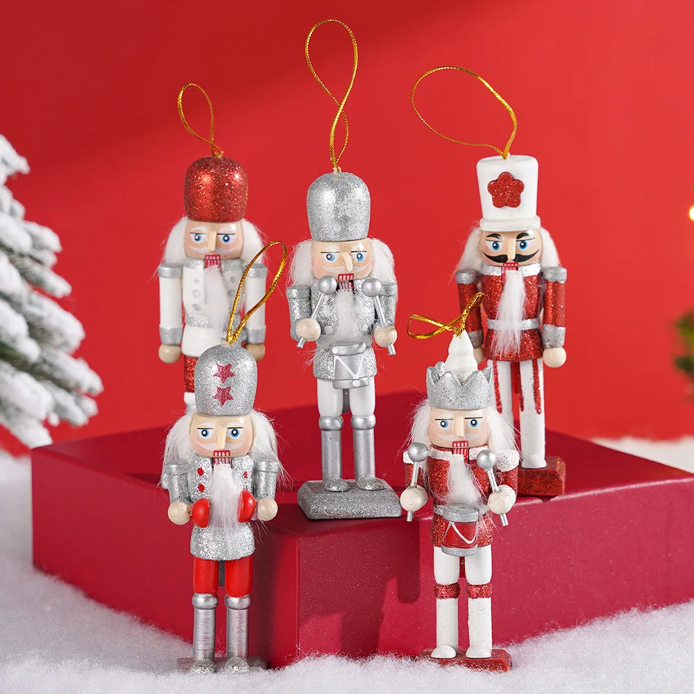 

13CM 5pcs Bright pink Nutcracker Christmas Gift pendants Small puppet man for Christmas ornaments Christmas tree decorations