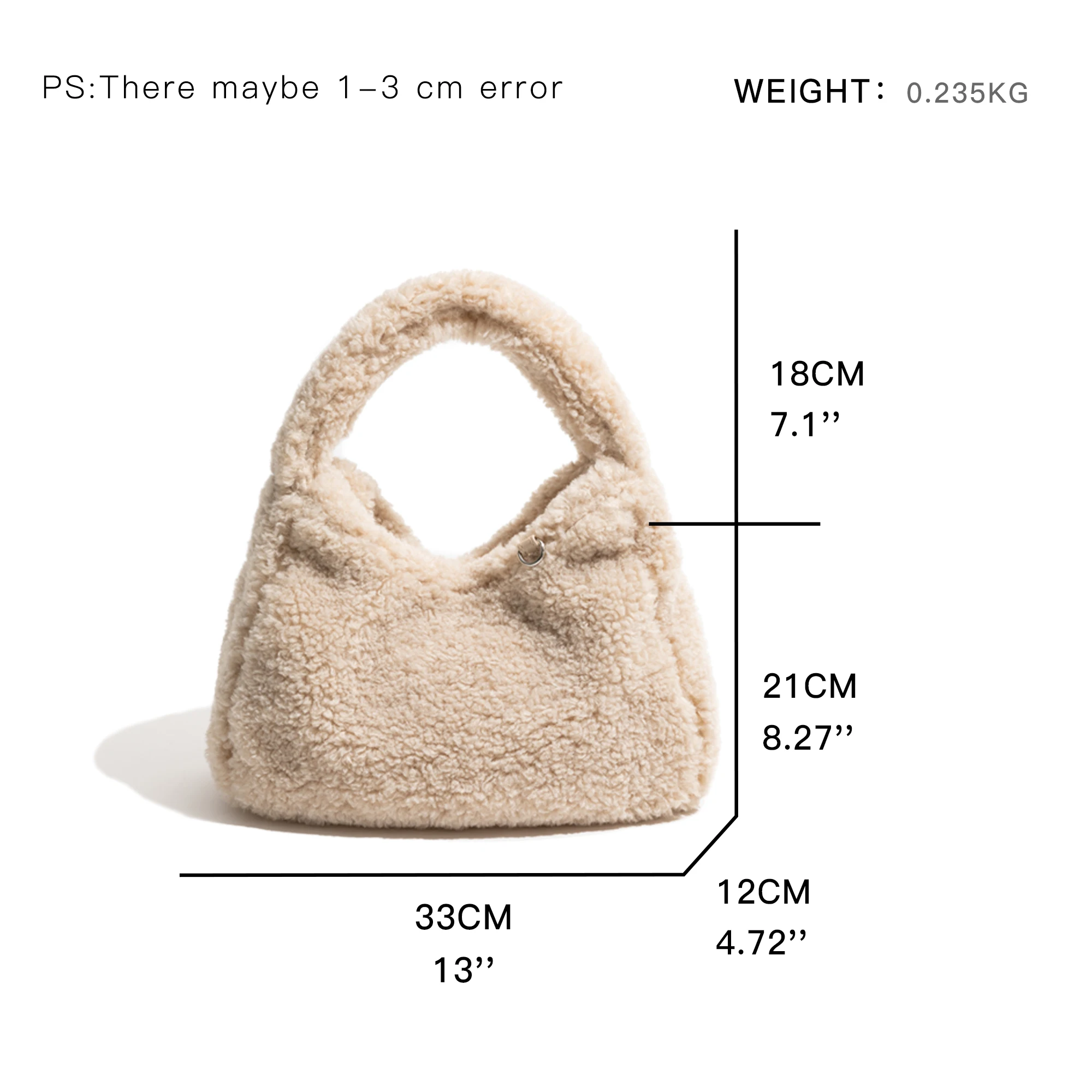 MABULA Plush Shoulder Bags for Female Luxury Designer Winter Women's Crossbody Bag Fashion Trend Shoulder Bag Clutch Purse