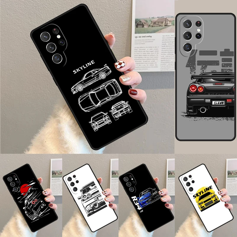 Cover For Samsung Galaxy S24 Ultra S21 S22 S8 S9 S10E Note 10 20 Plus FE S23 Skyline GTR R34 Phone case Coque