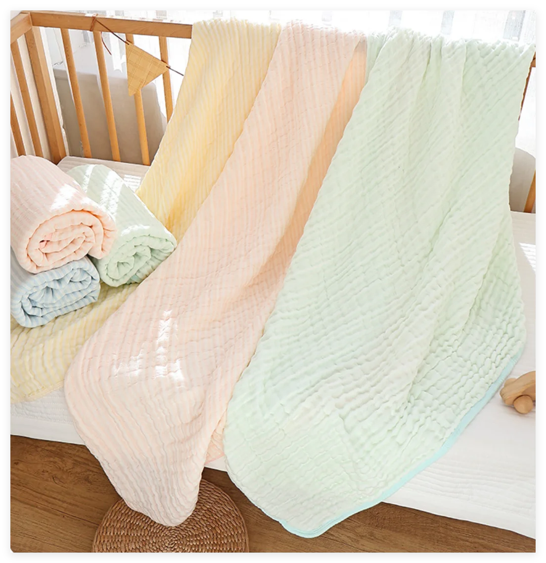 Baby Muslin Swaddle Blankets Newborn 6 Layers Cotton Gauze Soft Baby Blanket For Boys Girls Infant Receiving Blanket Crib Quilt