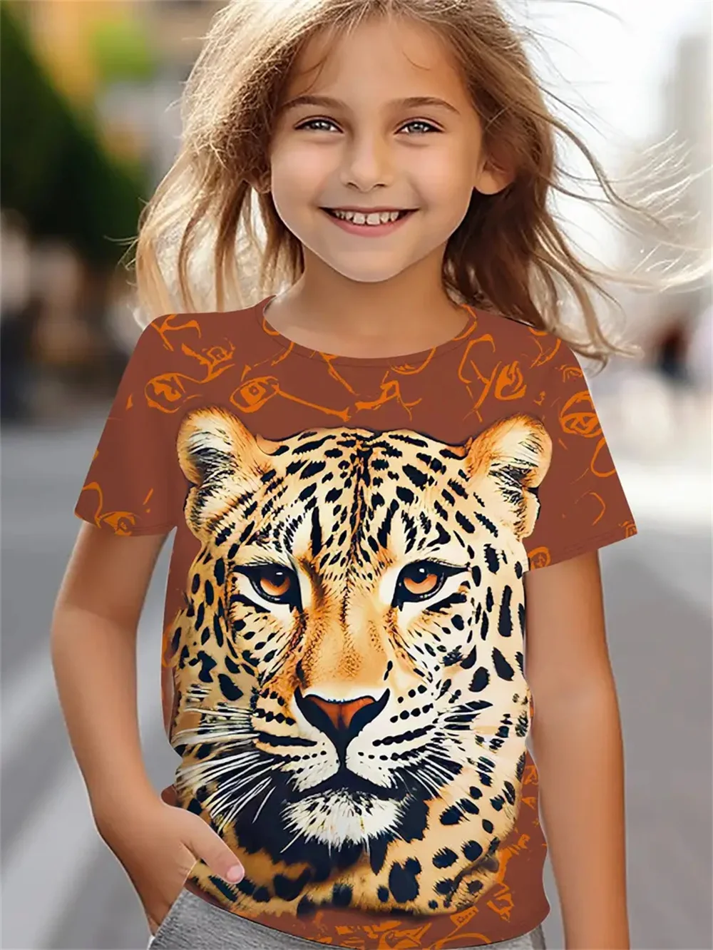 Diário casual animal girafa 3d impressão moda engraçado meninas camisetas verão manga curta topos camiseta casual roupas para meninas