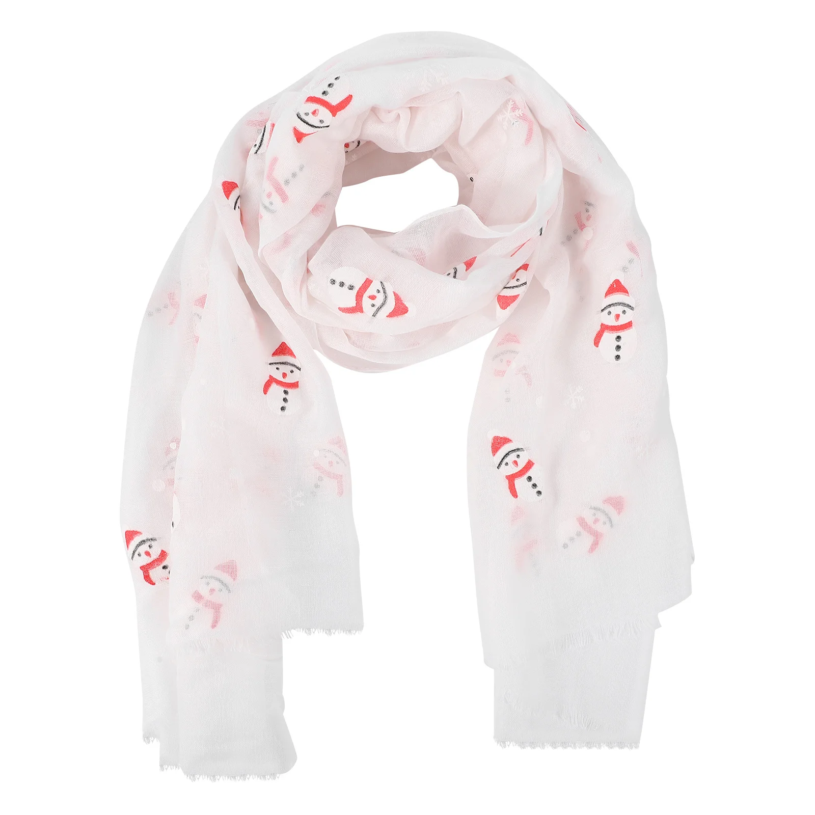 

1Pcs Christmas Snowman Print Scarf Stylish Long Voile Shawl for Women Fresh Elegant Shawl Soft Comfortable Skin-Friendly Scarf