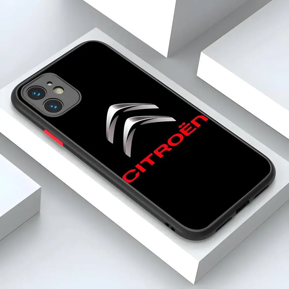 Luxury Car Citroen Logo Design For gentleman iPhone 15 14 12 13 11 Pro Max XR XS Max Mini X 7 8 Plus matte shell Cover