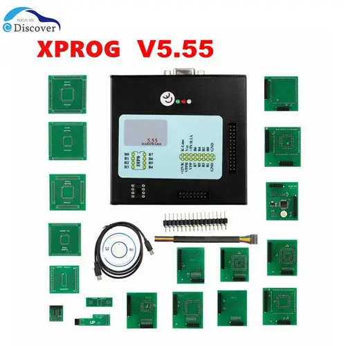 XPROG V5.55 車ブラックメタルボックス車 ECU プログラマチップチューニングツールフルアダプタサポート CAS4 X-PROG-M V 5.55