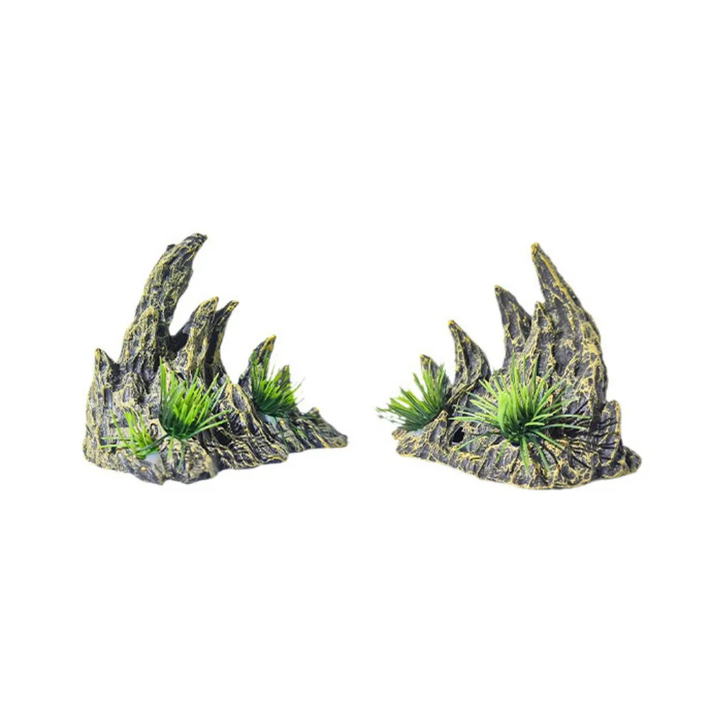 

2pcs/set Decorative Simulated Ravine Ornament Resin Rockery Fish Hiding Cave Shelter Lifelike Dragon Bone Landscaping Stones