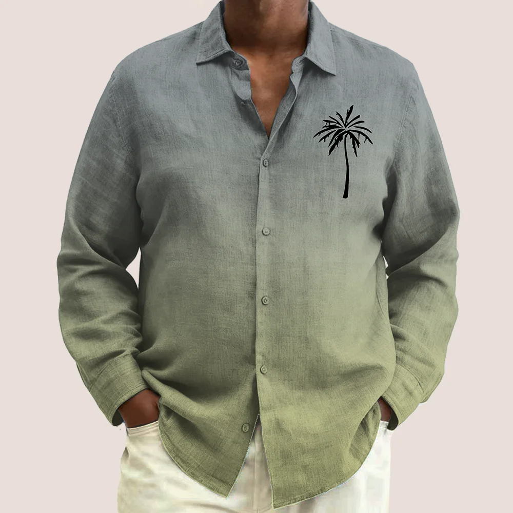 

S-9xl plus size Men's Shirt: Coconut & Leaf Vibe - Big & Tall Fit, Soft Breathable Fabric, Stylish Palm-Coconut Prints,