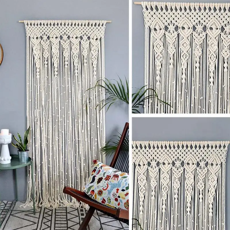 

Wall Hanging Boho Door Window Hanging Curtains Woven Tapestry Wall Vintage Decoration for Home Apartment Bedroom Living Room