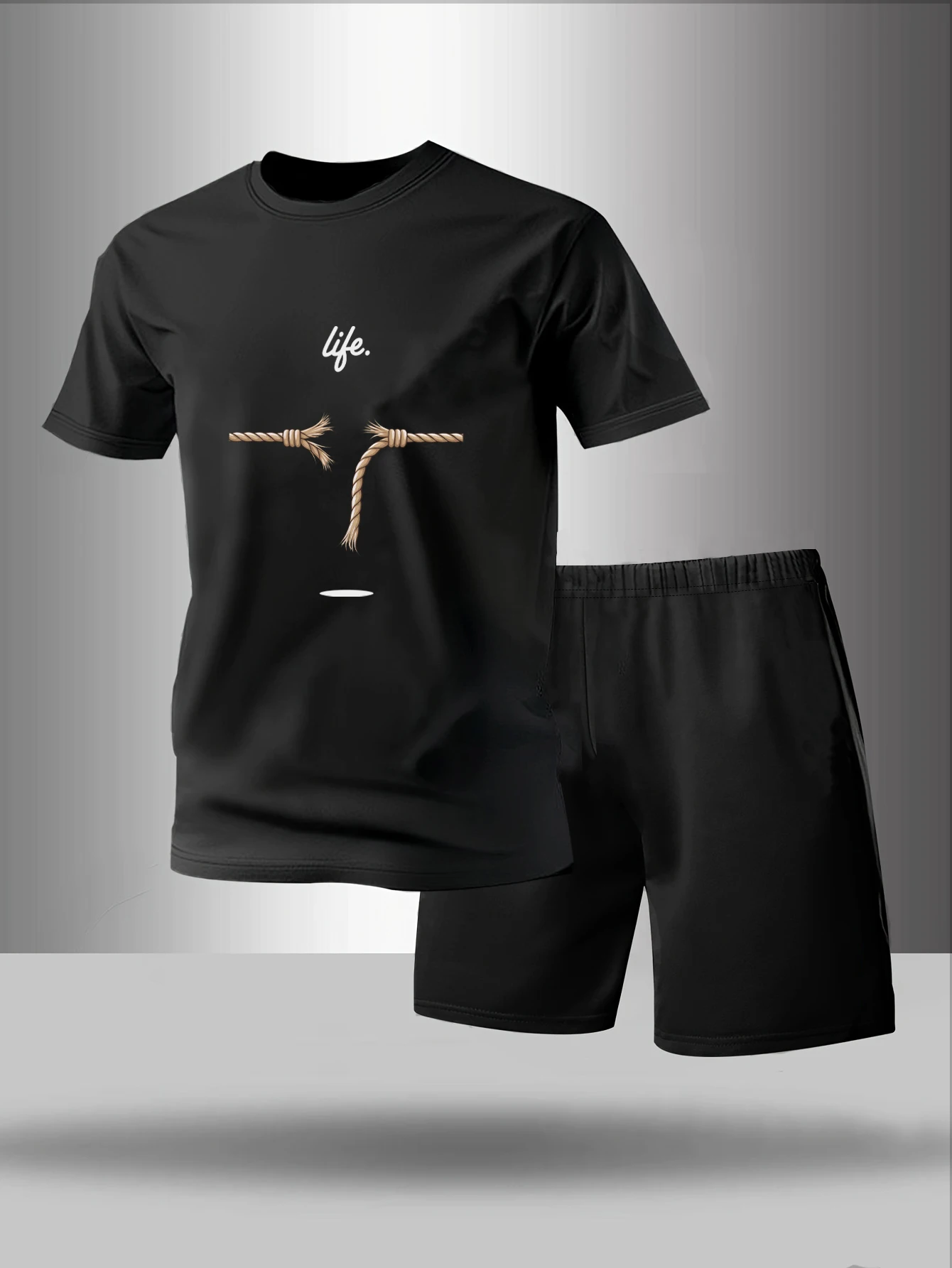 

Two piece men's pajamas for spring summer autumn winter short sleeved shorts fashionable geometric pattern home suit set