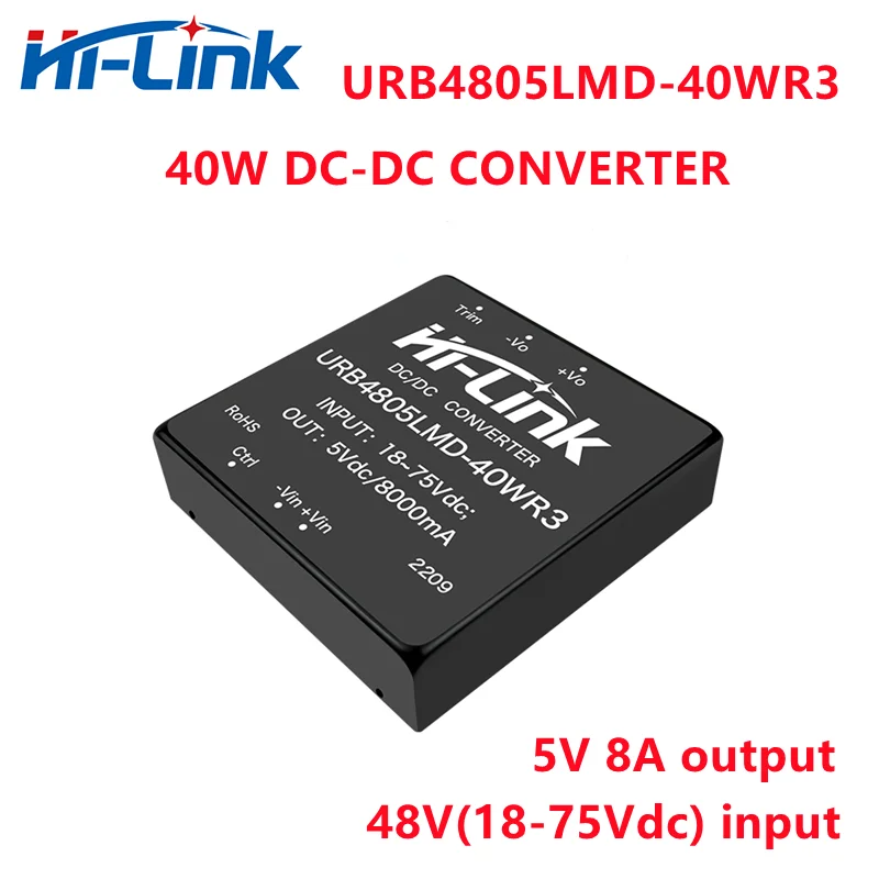 Hi-Link – convertisseur isolé 40W 5V 8A, sortie DC, puissance Supply18-75V entrée URB4805LMD-40WR3, rendement 91%