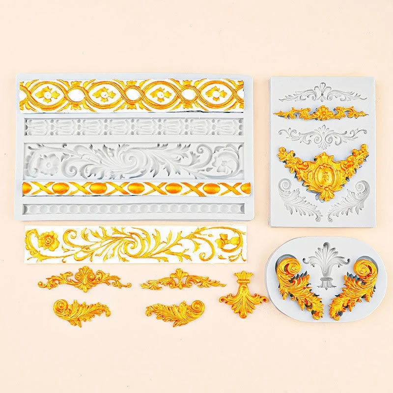 3D Cake Lace Silicone Mold DIY Kitchen Baking Tool Relief Rope Cake Border Mould For Fondant Chocolate Cake Decorating Crafts
