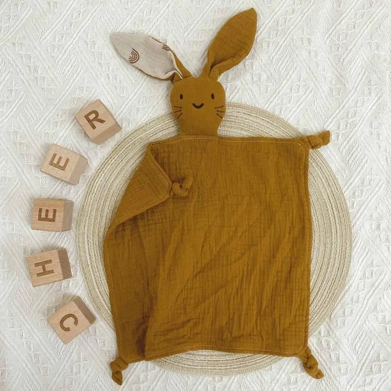Y88d comfort che dorme coccole giocattolo carino coniglio per asciugamano a bambolo soft garze boccone