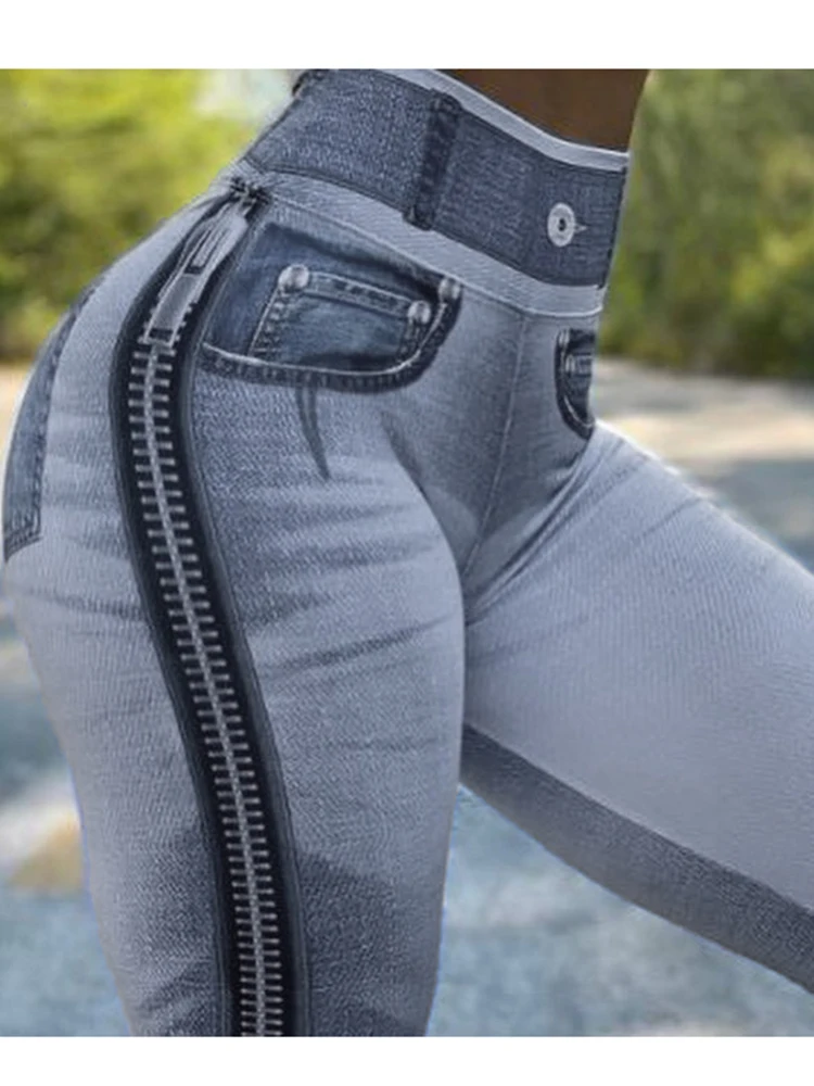 Nuovi abiti morbidi per il Fitness pantaloni da Yoga vendita calda Jeans finti Leggings donna pantaloni da palestra a vita alta collant da