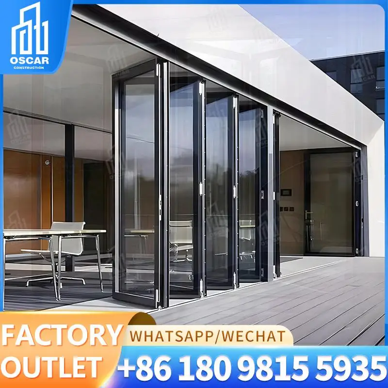 

4Panel Aluminum Alloy Door with Clear Glass Waterproof Nylon Screen Netting Modern Stylish Entrance Gate for Villas in Foshan