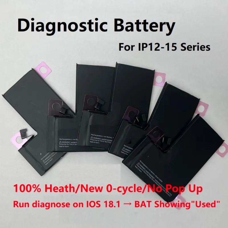 

5pcs Wholesale Diagnostic Battery 100% Heath/New 0-cycle/No Pop Up,Show Used Diagnosed On IOS 18 For iPhone 12 Repairing Centre