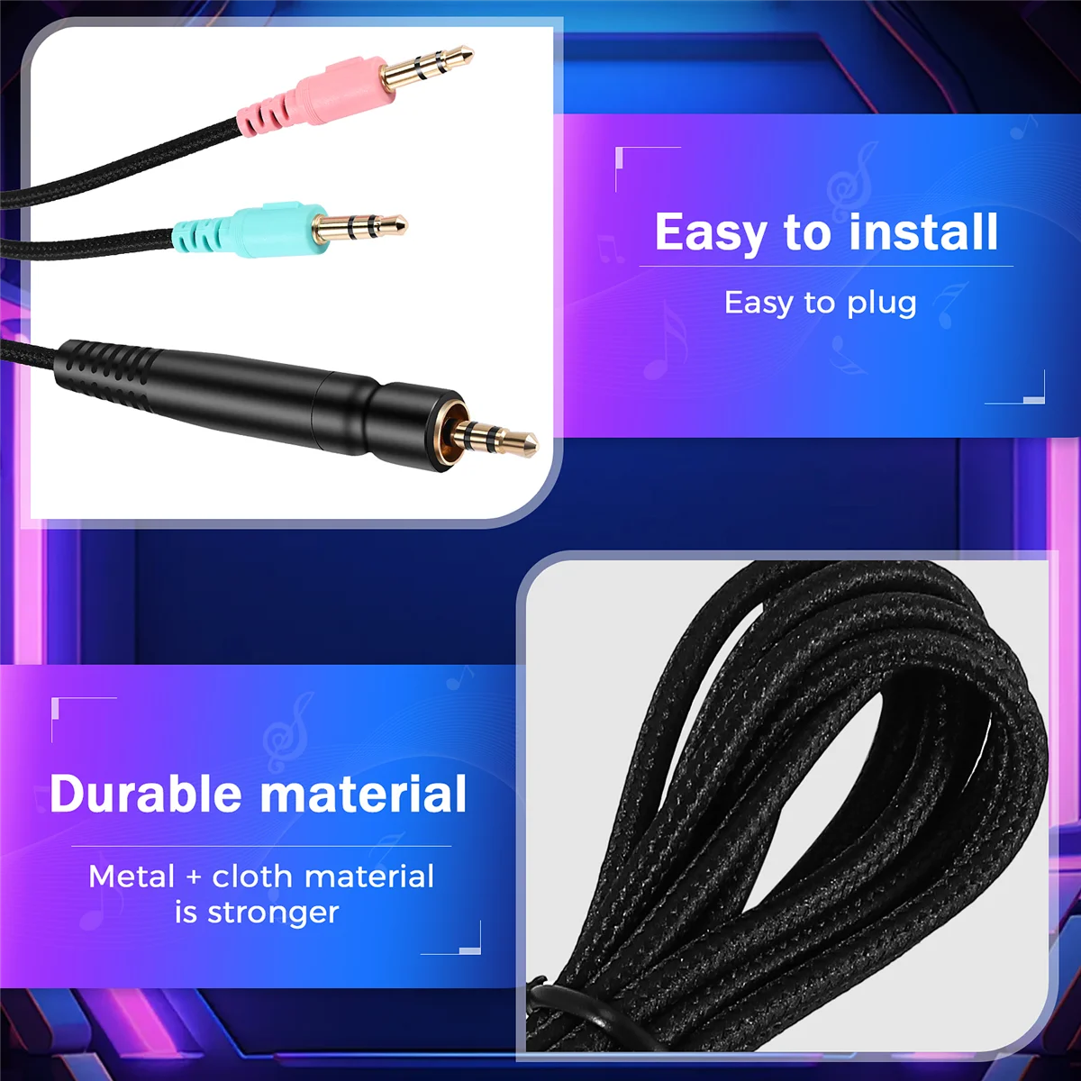 كابل بديل B14C لسماعات الرأس Sennheiser G4ME ONE GAME ZERO 373D GSP 350 / GSP 500 / GSP 600 (إصدار الكمبيوتر الشخصي 2 متر)