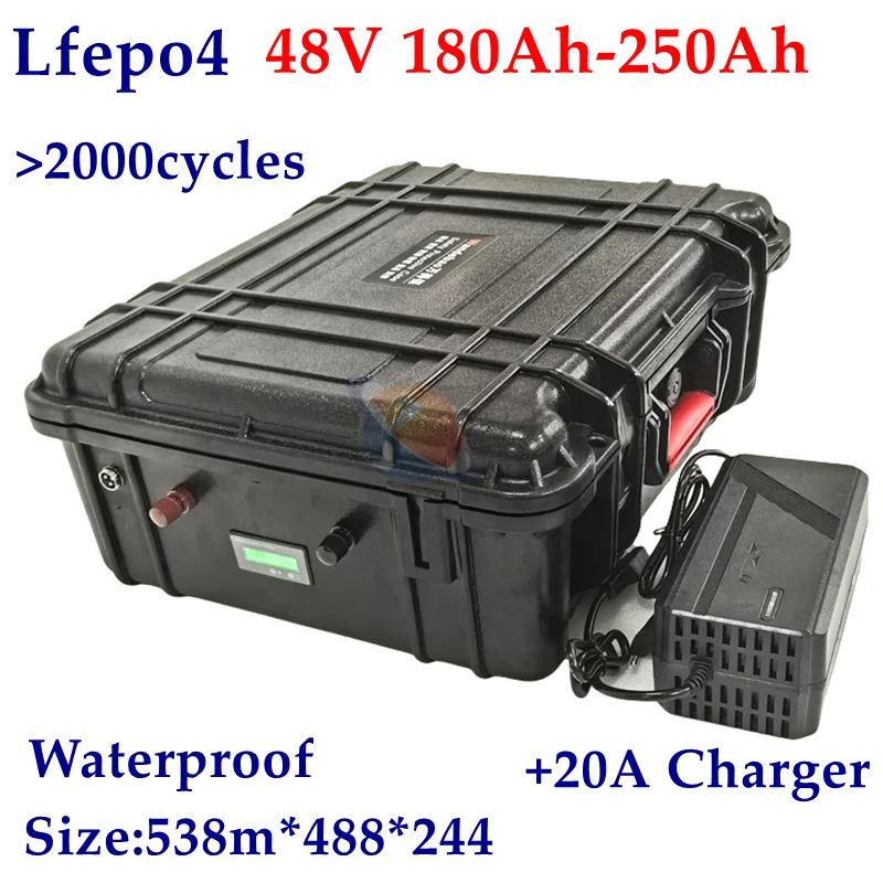 YNX  Waterproof 48V 200Ah 250Ah 180Ah Lifepo4 lithium battery Pack for 5000W 9600W Solar System Photovoltaic Power Hybrids Boat