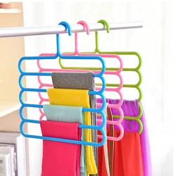 Clothes Hangers Trousers Hangers Holders Closet Storage Organizers 5 Layers Pants Towel Scarfs Racks Storage Organization