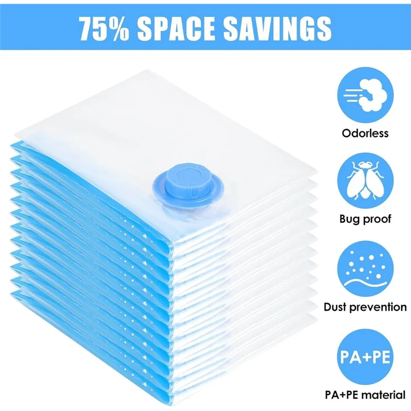 

Дорожные вакуумные пакеты 30X40 см, упаковка из 12 шт. для одежды, многоразовые пакеты для хранения с насосом-AS97