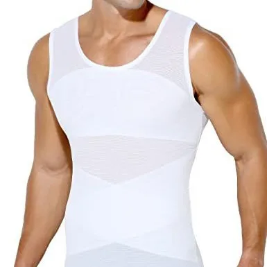 Men's Compression Vest Mesh Body Shaper Tank Top Tummy Control Slimming Shapewear Undershirt for Abdomen and Chest