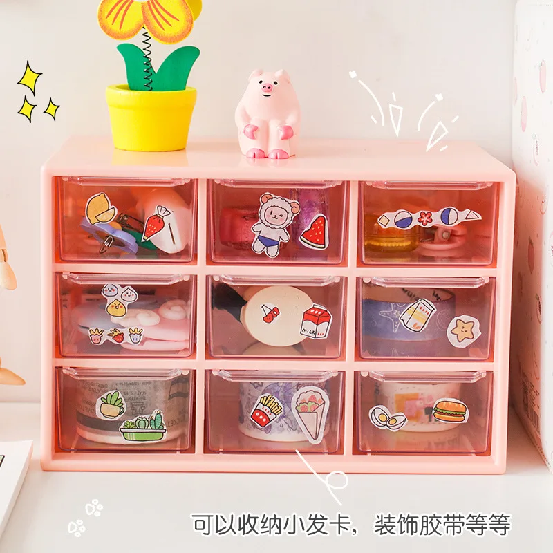 9 Drawers Storage Cabinet Organiser,Desktop Organizer with 9 Grad Mini Transparent Cabinets Drawers,Plastic Jewelry Box/Cosmetic