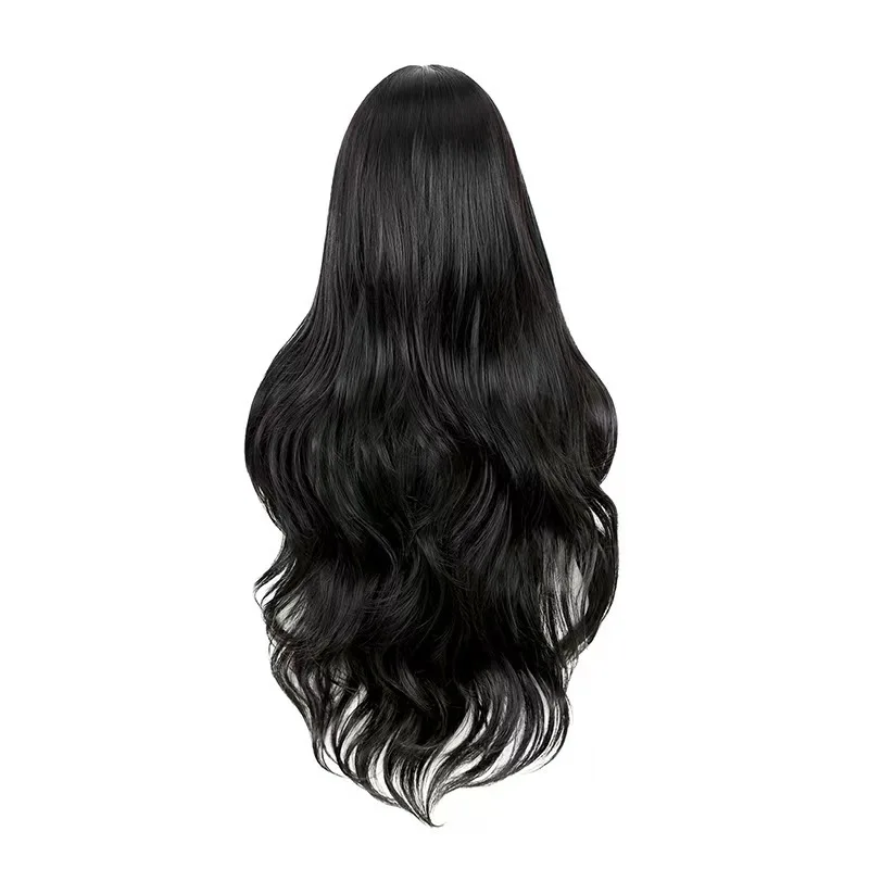 Deep Red Long Hair Wave Design Wig, Breathable Hair Cover For Daily Wear, Adjustable Inner Cap