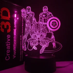 3D-Acryl-Nachtlicht mit Fernbedienung, Spider-Man, Iron Man, 16 Farben, Berührung, Weihnachten, Geschenkgedenk, heißes Spielzeug 8 Hauptverkauf Iron Man Luminaire - №2