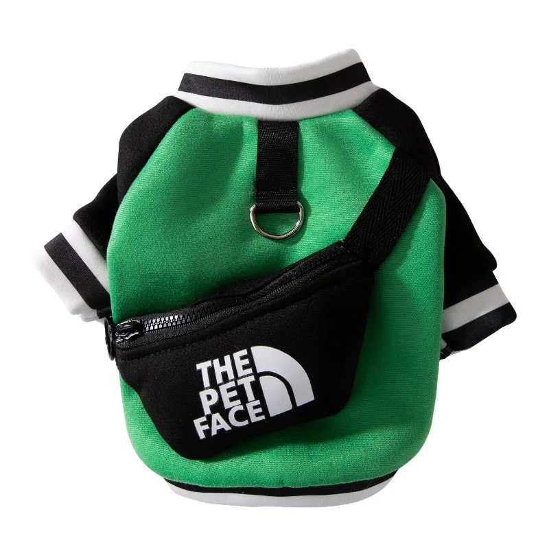 

Pet Hoodie Sweatshirt for Small Dogs Cats Colorblock Raglan 2 Legs with Crossbody Bag Leash Ring Warm Fleece Outfit Wholesale XL
