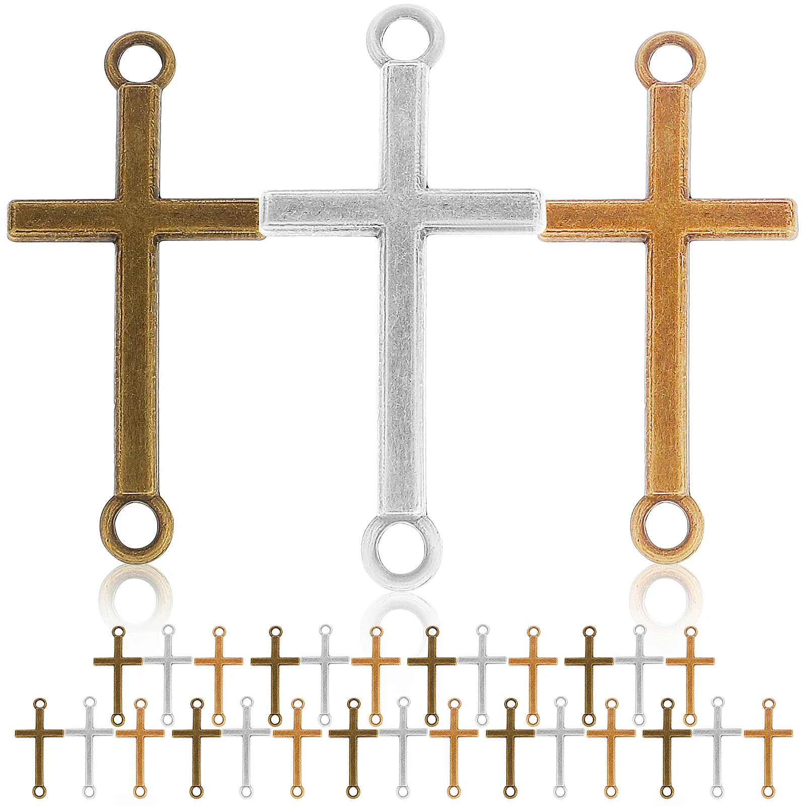 

30Pcs Creative Cross Shape Pendants Easy to String Lanyards Chains Perfect Gift Friends Family Jewelry Making Cross Charms