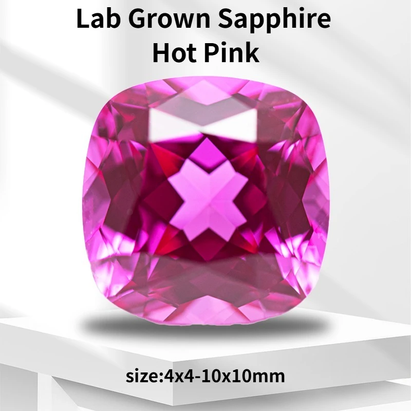 

ABCL-Lab Grown Sapphire Hot Pink Color Cushion Cut Vvs1 Charms Artificial Gemstone for Jewelry Diy Making With Cercificate