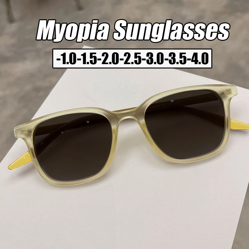 

Outdoor Myopia Sunglasses for Men Women Fashion Square Frame Finished Minus Eyeglasses Anti-UV Sun Shade Goggles Diopter To -4.0