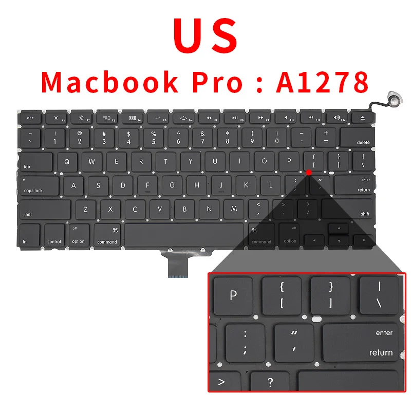 Laptop Keyboard For Macbook Pro 13" A1278 US UK Russian German French Spain Brazil Italian Portugal PT Turkey TR Thai