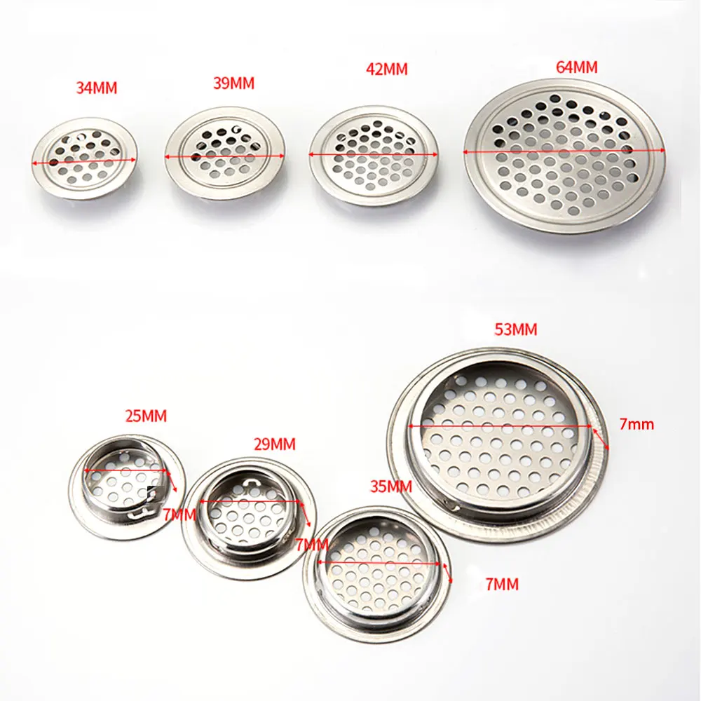 1/3/5/10 Stuks Roestvrijstalen Luchtroosters 19Mm/25Mm/29Mm/35Mm/53Mm Garderobekast Mesh Gat Ventilatie Pluggen Thuis Onderdelen