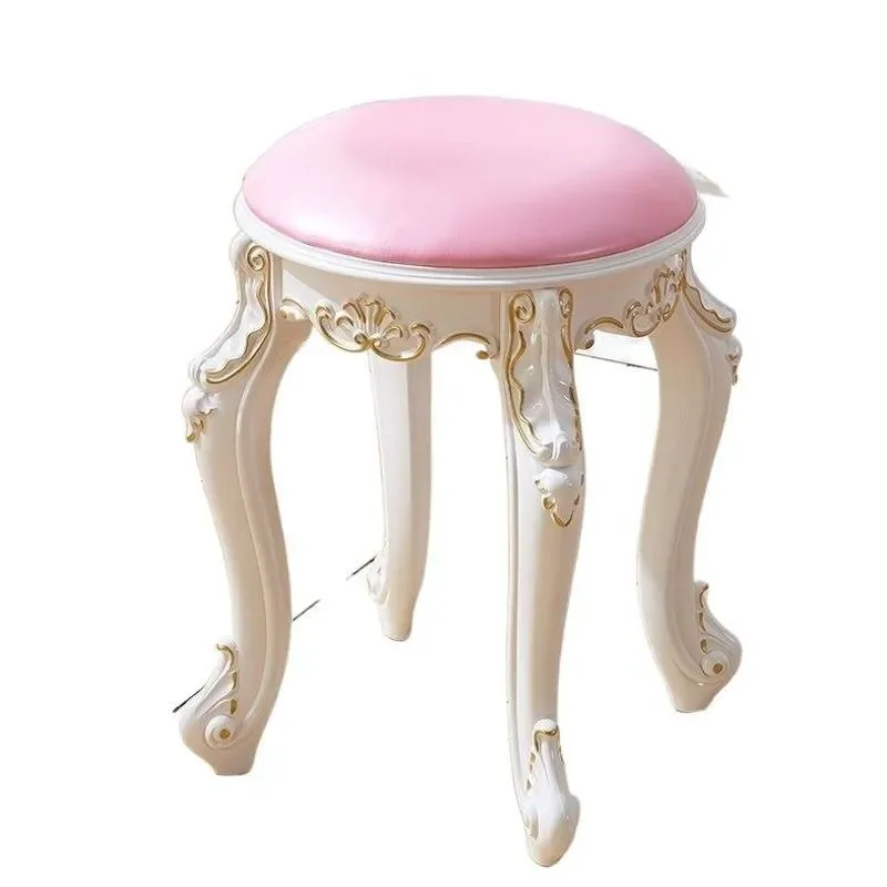 Chinese Classical Guzheng Bench Solid Wood Round Stool Adjustable Makeup Chair for Home Dresser Small Square Seat