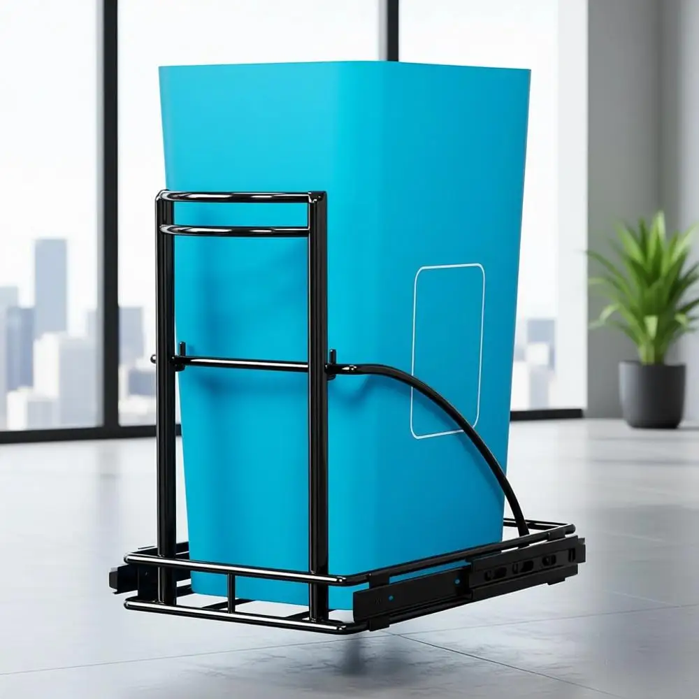 

Pull-Out Under-Sink Trash Bin, 7-13 Gallon, 50 Quart Capacity, Black, 13W x 17H x 17D, Sliding Waste Receptacle, No Trash Can In