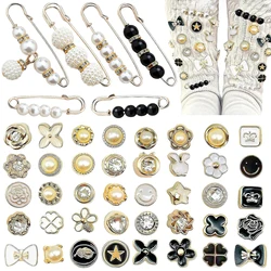 46Pcs Charms for Shoe Socks Pearl Brooch Pins Shoe Charms for Sneakers Shoelace Junk Socks Charms Kit for Shoes DIY Decorations