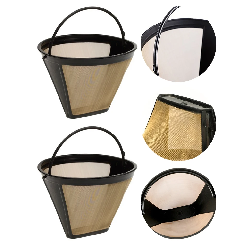 Piezas de Repuesto de malla de acero inoxidable para cocina, filtro de café reutilizable, Universal, lavable, tamaño permanente, cono para el hogar, regalo, 2 piezas