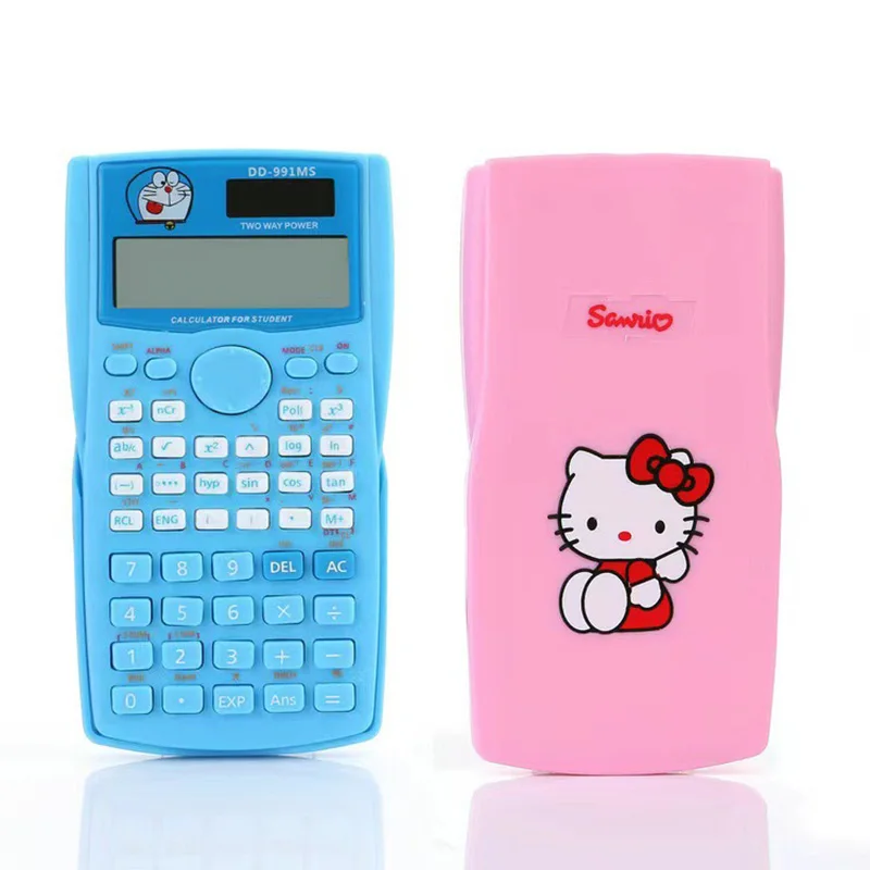 Ordenador con función científica de Hello Kitty, calculadora multifuncional de enseñanza de ciencias de precisión para estudiantes de 350Ms, corazón