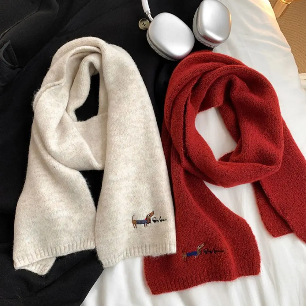 

Шерстяной шарф с вышивкой для собак, кашемировая шаль, шаль с вышивкой, шерстяные шарфы, шарфы в Корейском стиле, зимние кашемировые шарфы